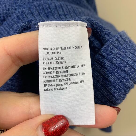 American Eagle Knit Crew Neck Blue Sweater - Picture 3 of 5